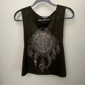 Suede-like Green Tank with Low Cut Sides